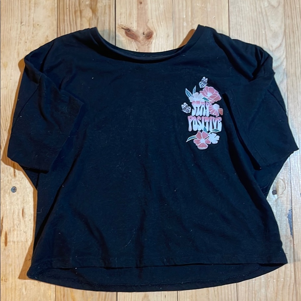 Black Kids Shirt with Floral Design